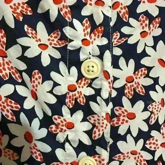 Crewcuts Red White Navy Floral Button Down Dress - Picture 4 of 4